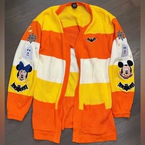 Candy Corn Mickey & Minnie Halloween Cardigan ⚪️🟡🟠